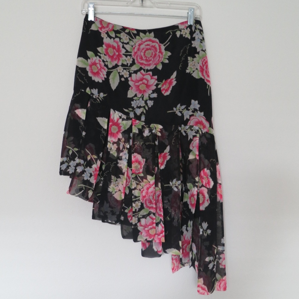 Silk asymmetric skirt